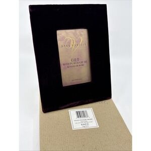 Vtg Coty Red Velvet Photo Frame 3x5" Dark Vanilla Easel Back